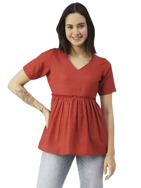 Printed V-Neck Flared Long Top, Womens Casual Summer Tunic For Jeans