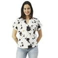 thumbnail image 1 of Moomaya Printed V-Neck Long Tops For Women, Short Sleeve Regular Fit Shirt, 1 of 8