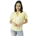 thumbnail image 1 of Moomaya Printed V-Neck Long Tops For Women, Short Sleeve Regular Fit Shirt, 1 of 8