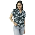 thumbnail image 1 of Moomaya Printed V-Neck Long Tops For Women, Short Sleeve Regular Fit Shirt, 1 of 8