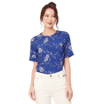 thumbnail image 1 of Moomaya Printed Viscose Summer Top For Women, Round Neck Short Sleeves Casual Top, 1 of 8