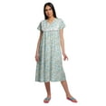 thumbnail image 1 of Moomaya Printed WoMen's Lace Neckline Nightdress Short Sleeve Nightwear, 1 of 5