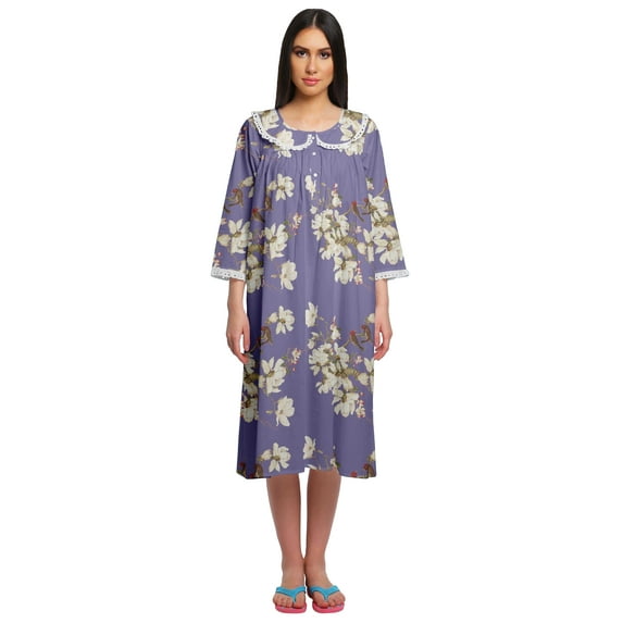 Moomaya Printed WoMen's Round Neck Nursing Sleepwear Cotton Nightdress