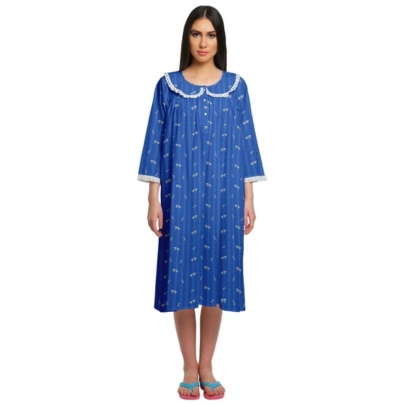 Moomaya Printed WoMen's Round Neck Nursing Sleepwear Cotton Nightdress
