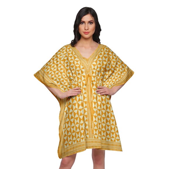 Moomaya Printed Women Kaftan Cover Up Beachwear Short Caftan Cover Up Dress