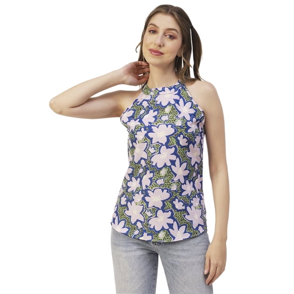 Moomaya Printed Women Tank Top, Styled Back Resort Wear, Long Summer Top