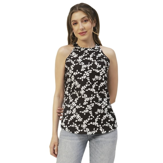 Moomaya Printed Women Tank Top, Styled Back Resort Wear, Long Summer Top