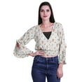 thumbnail image 1 of Moomaya Printed Womens Crop Top Wrap Style Top Wear Ruffle Long Sleeve Casual Summer Blouse, 1 of 6