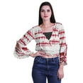 thumbnail image 1 of Moomaya Printed Womens Crop Top Wrap Style Top Wear Ruffle Long Sleeve Casual Summer Blouse, 1 of 6