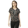 thumbnail image 1 of Moomaya Printed Womens Front Zip-Up Designer Top, Round Neck Casual Smart Top, 1 of 8