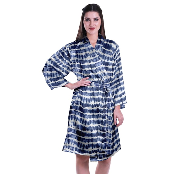 Moomaya Printed Womens Kimono Robes Short Satin Silk Bridal Robe Loungewear