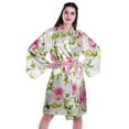 thumbnail image 1 of Moomaya Printed Womens Kimono Sleeve Robes Satin Silk Getting Ready Bridal Robe Coverup, 1 of 7