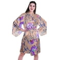 thumbnail image 1 of Moomaya Printed Womens Kimono Sleeve Robes Satin Silk Getting Ready Bridal Robe Coverup, 1 of 7