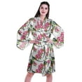 thumbnail image 1 of Moomaya Printed Womens Kimono Sleeve Robes Satin Silk Getting Ready Bridal Robe Coverup, 1 of 7