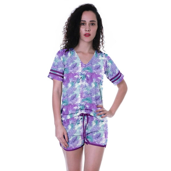 Moomaya Printed Womens NightwearSet w/ Shorts Cotton Sleepwear 2 Pcs Nightdress