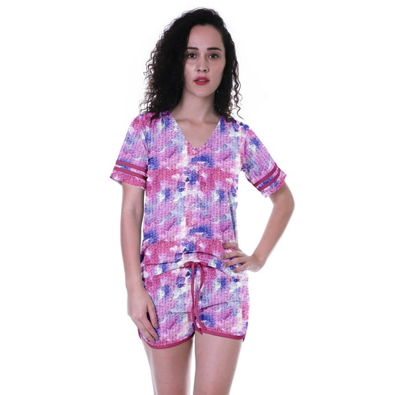 Moomaya Printed Womens NightwearSet w/ Shorts Cotton Sleepwear 2 Pcs Nightdress