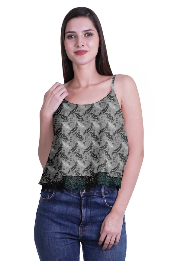Printed Womens Spaghetti Strap Crop Top Cami Summer Tops