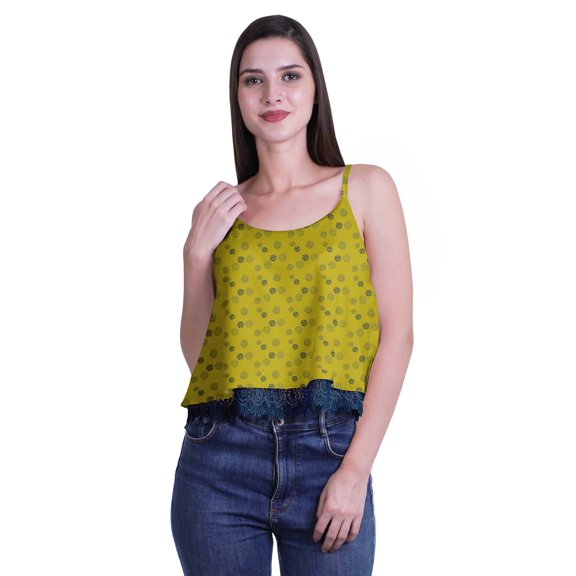 Moomaya Printed Womens Spaghetti Strap Crop Top Cami Summer Tops