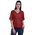 thumbnail image 1 of Moomaya Printed Wrap Over with Belt Style Top For Women Printed V-Neck Casual/Formal Top, 1 of 6