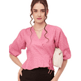 thumbnail image 1 of Moomaya Printed Wrap Tops For Women, V-Neck Cotton Casual Chic Top, 1 of 9