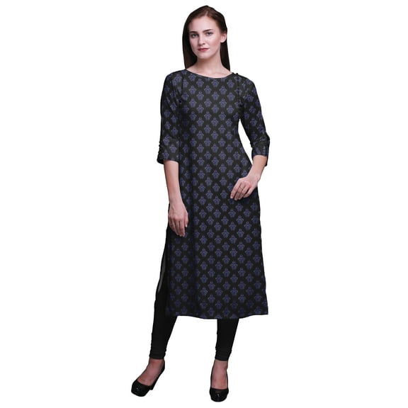 Moomaya Printed Straight Kurtis For Women 3/4 Sleeve Kurta Summer Tunic For Women