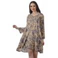 thumbnail image 1 of Moomaya Rayon Flared Dress For Womens Long Sleeve Printed V-Neck Casual Beach Dress For Girls, 1 of 7