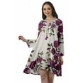 thumbnail image 1 of Moomaya Rayon Flared Dress For Womens Long Sleeve Printed V-Neck Casual Beach Dress For Girls, 1 of 7