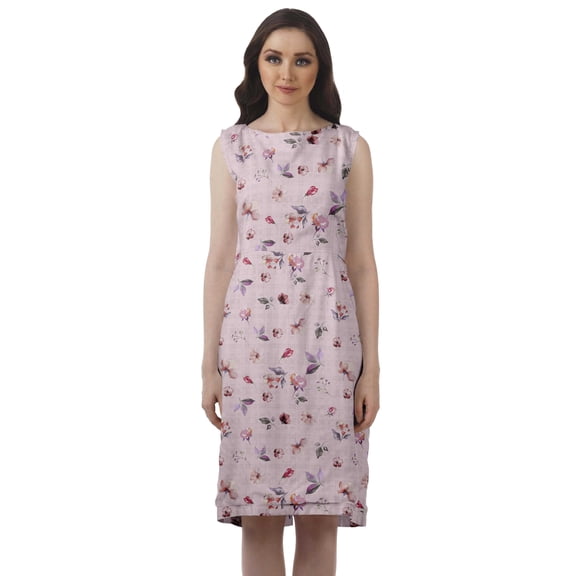 Moomaya Rayon Printed Dress Zipper Back Slit Shift Dress WoMen's Summer Clothing