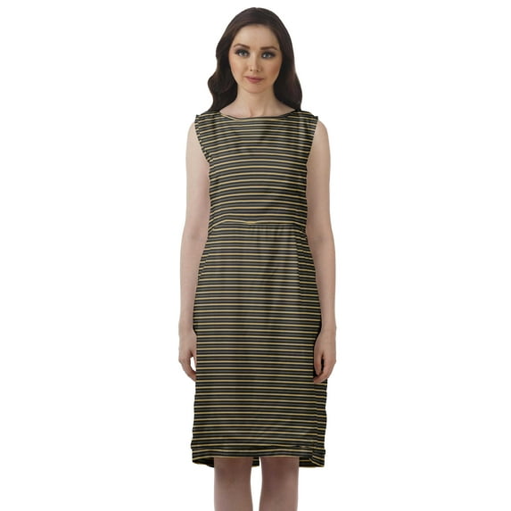 Moomaya Rayon Sleeveless Knee Length Dress WoMen's Back Slit Casual Shift Dress