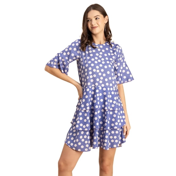 Moomaya Romantic Printed 3/4 Sleeve Drop Waist Dress - Women's Boho Midi Dress