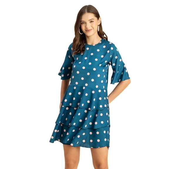 Moomaya Romantic Printed 3/4 Sleeve Drop Waist Dress - Women's Boho Midi Dress