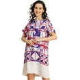 thumbnail image 1 of Moomaya Round Neck Short Sleeve Printed Rayon Dress - Women's Casual Dress, 1 of 9