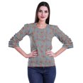 thumbnail image 1 of Moomaya Ruffle Sleeve Printed Cotton Womens Tops Plus Size Short T-Shirt Top, 1 of 5
