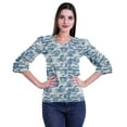 thumbnail image 1 of Moomaya Ruffle Sleeve Printed Cotton Womens Tops Plus Size Short T-Shirt Top, 1 of 5