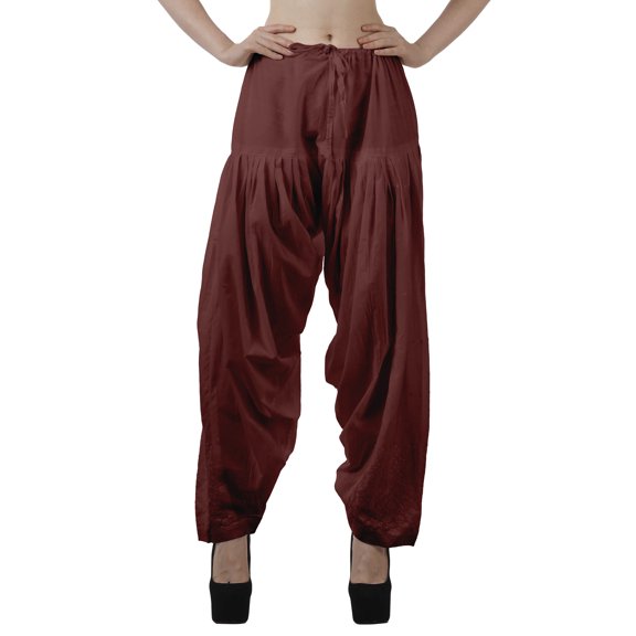Moomaya Schiffli Detain Solid Punjabi Salwar Relaxed Drawstring Waist Cotton Yoga Pants For Women