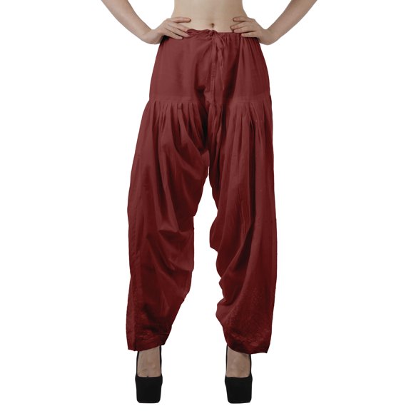Moomaya Schiffli Detain Solid Punjabi Salwar Relaxed Drawstring Waist Cotton Yoga Pants For Women
