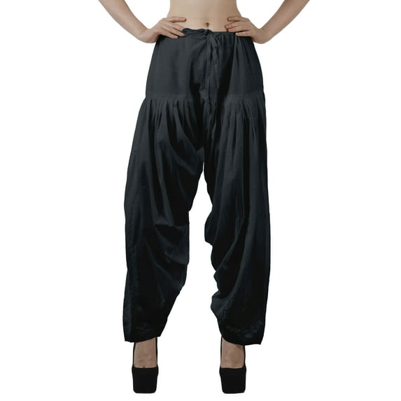 Moomaya Schiffli Detain Solid Punjabi Salwar Relaxed Drawstring Waist Cotton Yoga Pants For Women
