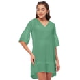 thumbnail image 1 of Moomaya Shift Dresses For Women, Tiered Bell Sleeves, V-Neck Short Solid Color Dress, 1 of 8