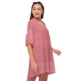 thumbnail image 1 of Moomaya Shift Dresses For Women, Tiered Bell Sleeves, V-Neck Short Solid Color Dress, 1 of 8