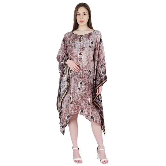 Moomaya Short Kaftan For Women Printed Beach Swimsuit Cover Up Dress Caftan