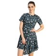 thumbnail image 1 of Moomaya Short Sleeve Asymmetric Printed Dress - Women's Trendy Casual Dress, 1 of 9