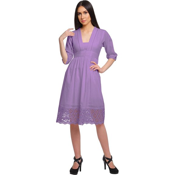 Moomaya Short Sleeve Dress For Women Solid Evening Dress Ethnic Casual Kurta
