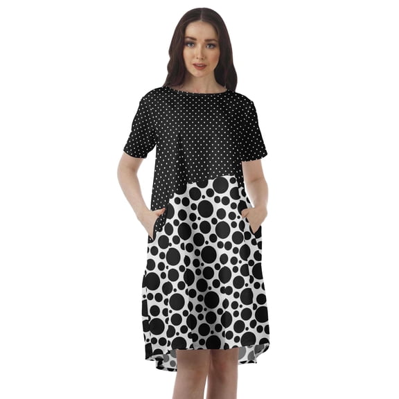 Moomaya Short Sleeve Dresses Plus Size Women Scoop Neck Mini Tunic Dresss