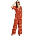 thumbnail image 1 of Moomaya Short Sleeve Full Leg Printed Rayon Jumpsuit - Women's Stylish Jumpsuit, 1 of 9