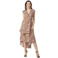 thumbnail image 1 of Moomaya Short Sleeve High-Low V Neck Printed Dress -Women's Stylish Summer Dress, 1 of 9
