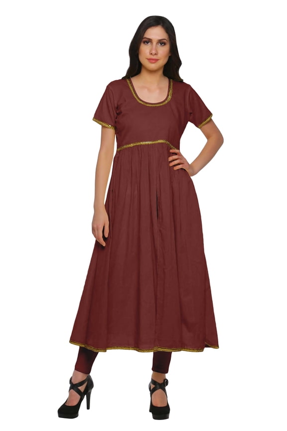 Short Sleeve Kurta Solid Women Summer Dresses Long Kurti Ethnic Dress