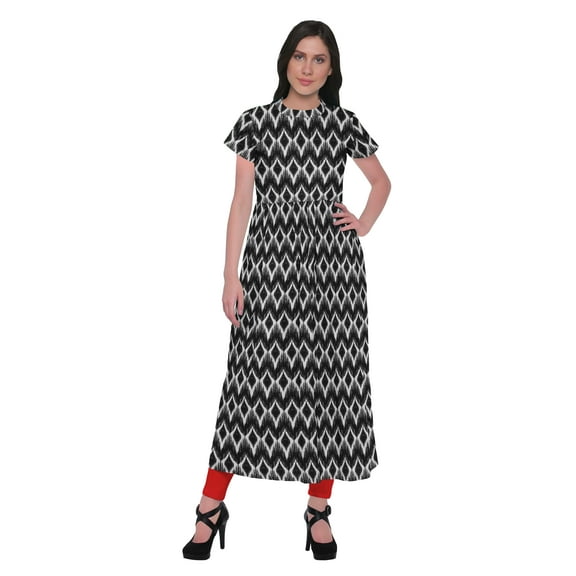 Moomaya Short Sleeve Kurta Summer Tunic Printed Front Slit Kurtis For Women
