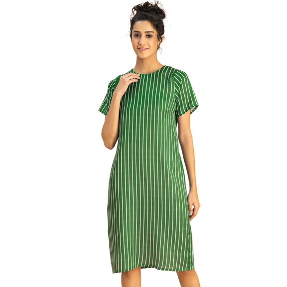 Moomaya Short Sleeve Round Neck Printed Dress - Women's Stylish Bodycon Dress