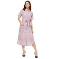 thumbnail image 1 of Moomaya Short Sleeve Spread Collar Cotton Dress - Women's Trendy Shirt Dress, 1 of 9