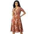 thumbnail image 1 of Moomaya Short Sleeve V Neck A-Line Printed Dress - Women's Trendy A-Line Dress, 1 of 9